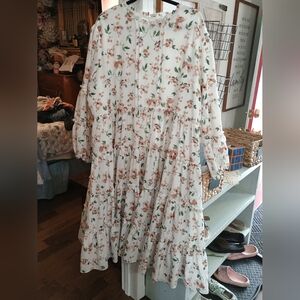 Floral Maxi Dress - Cream and Pink